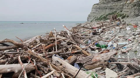 Trash on the beach 库存影片 5198893