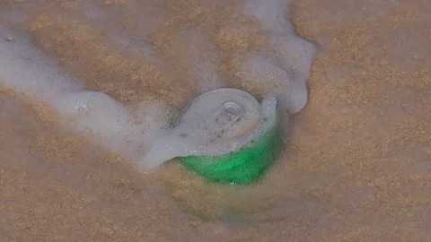 Trash on the beach Stockbeeldmateriaal 124470190