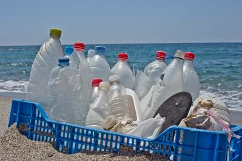 Trash in the beach,plastic Stock Photos