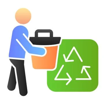 Trash bin and recycle sign flat icon. Environment color icons in trendy flat Stock Illustration