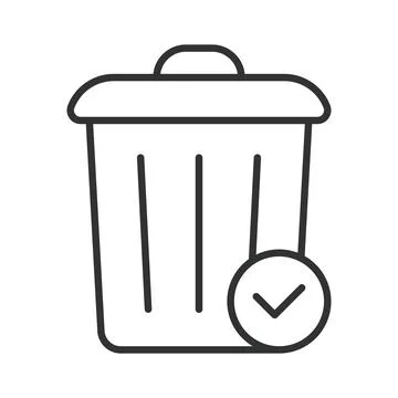 Trash bin approved icon in line design. waste bin, check mark, garbage, control Stock Illustration