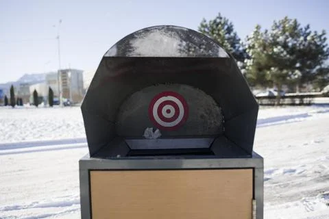Trash Bin  with Archery Target . Stock Photos