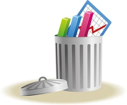 Trash bin with business signs Stock Illustration