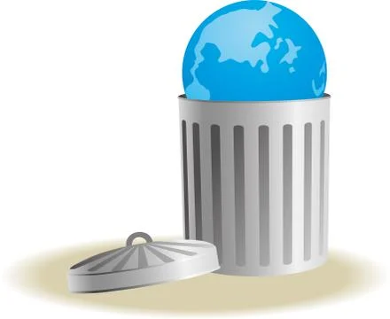 Trash bin with business signs Illustrazione stock