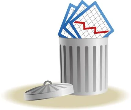 Trash bin with business signs Stock Illustration