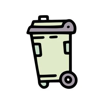 Trash bin color vector doodle simple icon Stock Illustration