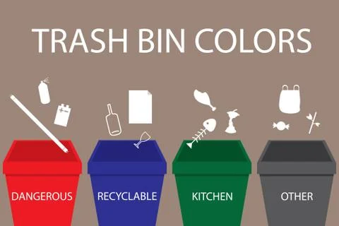 Trash Bin Colors Stock Illustration