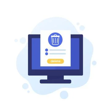 Trash bin in computer, delete files vector icon Stock Illustration