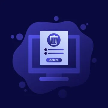 Trash bin in computer, delete files vector design Stock Illustration