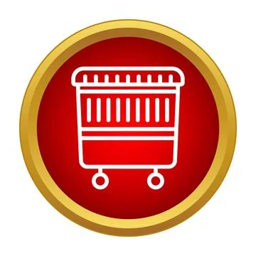 Trash bin container on wheels icon Stock Illustration
