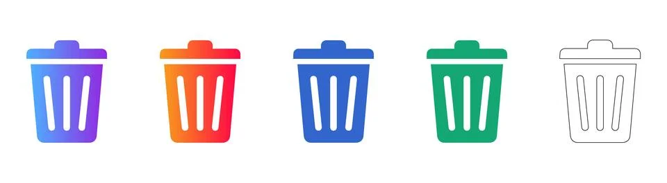 Trash Bin Delete Icon Set for Data Management イラスト素材