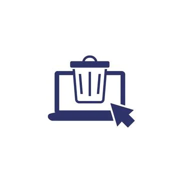 Trash bin, deleted files icon on white Stock Illustration