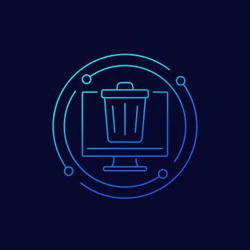 Trash bin, deleted files thin line icon Stock Illustration