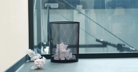 Trash Bin for Discarded Crumpled Papers Stock Footage 250031137