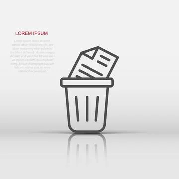 Trash bin with document icon in flat style. Paper recycle vector illustrati.. 스톡 일러스트
