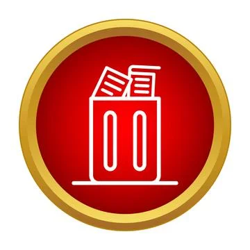 Trash bin filled with paper documents icon Stock Illustration
