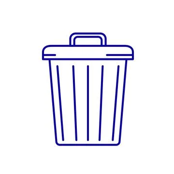 Trash bin flat icon. Pictogram for web. Line stroke. Isolated on white backgr Stock Illustration
