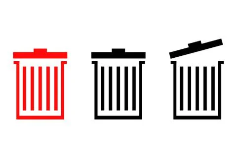 Trash bin flat line icon Stock Illustration