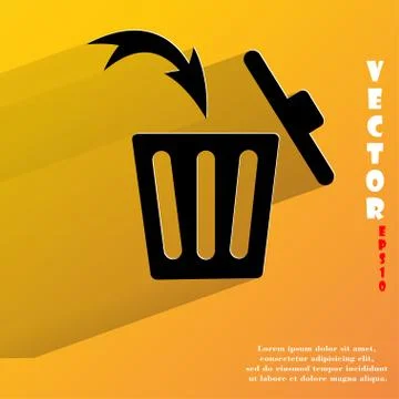 Trash bin. Flat modern web button with long shadow and space for your text. Stock-Illustration