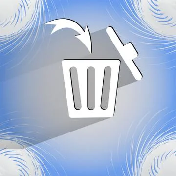 Trash bin. Flat modern web button  on a flat geometric abstract background Stock Illustration