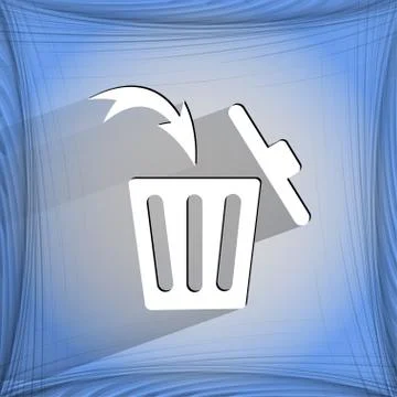Trash bin. Flat modern web button  on a flat geometric abstract background Stock Illustration