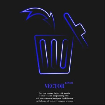 Trash bin. Flat modern web button and space for your text. Stock Illustration