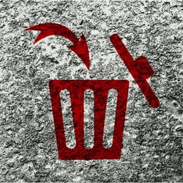Trash bin. Flat modern web button and space for your text. Illustrazione stock