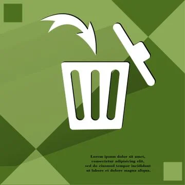 Trash bin. Flat modern web button  on a flat geometric abstract background Stock-Illustration