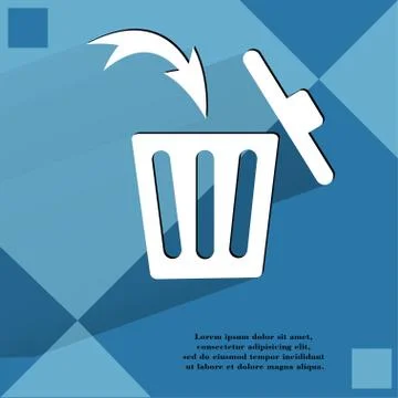 Trash bin. Flat modern web button  on a flat geometric abstract background Stock-Illustration