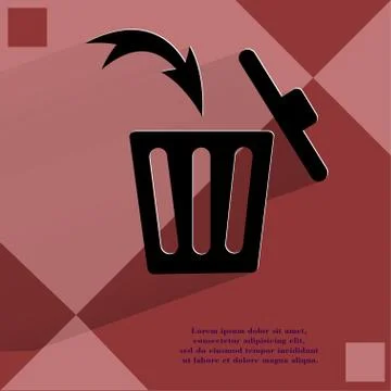 Trash bin. Flat modern web button  on a flat geometric abstract background Stock Illustration