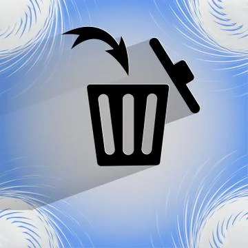 Trash bin. Flat modern web button  on a flat geometric abstract background Stock-Illustration