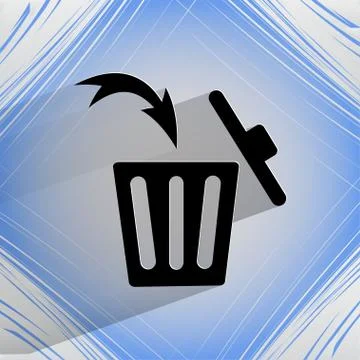 Trash bin. Flat modern web button  on a flat geometric abstract background Illustrazione stock