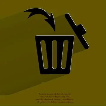 Trash bin. Flat modern web button with long shadow and space for your text. Stock-Illustration
