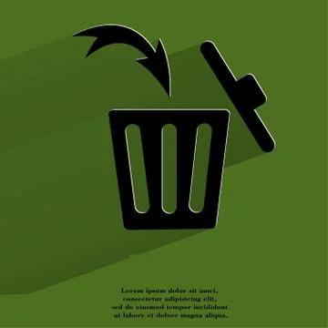 Trash bin. Flat modern web button with long shadow and space for your text. Stock-Illustration