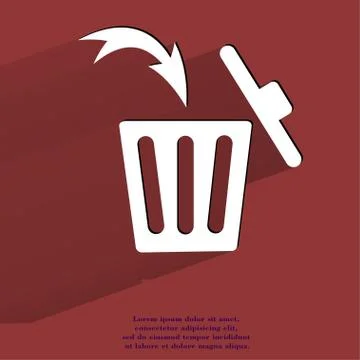 Trash bin. Flat modern web button with long shadow and space for your text. Illustrazione stock