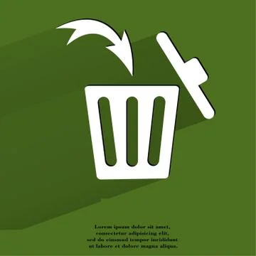 Trash bin. Flat modern web button with long shadow and space for your text. Stock Illustration