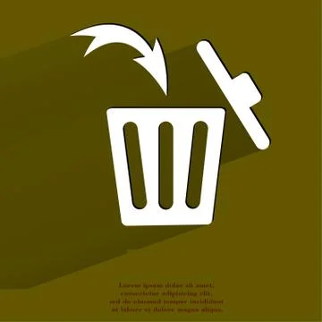 Trash bin. Flat modern web button with long shadow and space for your text. Stock-Illustration