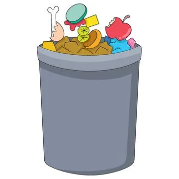 Trash bin full and dirty never cleaned Stock Illustration
