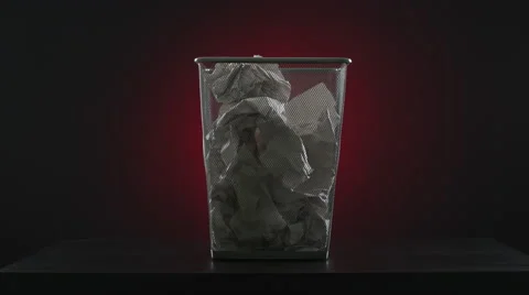 Trash bin full of paper Stock Footage 62774489