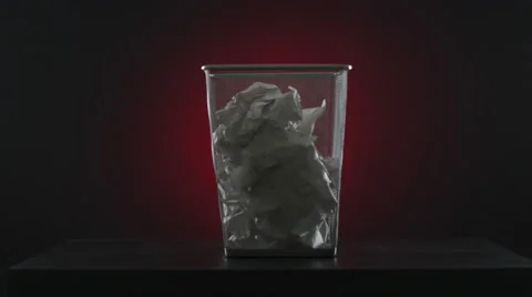 Trash bin full of paper Stock Footage 62774695