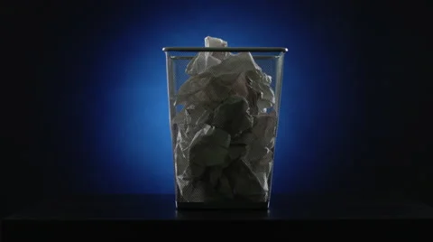 Trash bin full of paper Stock Footage 62775497