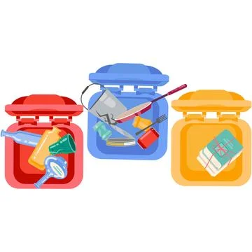 Trash bin for garbage segregation vector top view Stock Illustration
