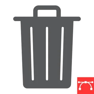 Trash bin glyph icon, ui and button, delete sign vector graphics, editable Illustrazione stock