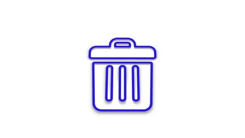Trash bin icon animation in blue neon glow style against white background f.. Stock Footage 341229015