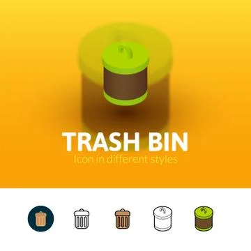 Trash bin icon in different style Stock-Illustration