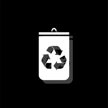 Trash bin icon flat Stock Illustration