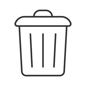 Trash bin icon in line design. waste bin, garbage, disposal on white background Illustrazione stock