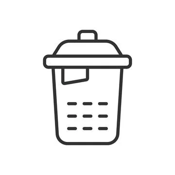Trash bin icon in line design. trash, bin, waste, garbage, recycle, disposal Stock Illustration