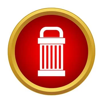 Trash bin icon on red circle button Stock Illustration