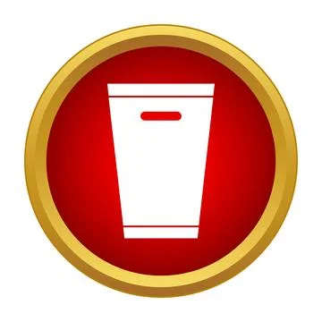 Trash bin icon on red gold button Illustrazione stock